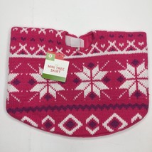 Holiday Mini Christmas Tree Skirt Pink Purple Knit 18&quot; Sweater Snowflake - £13.39 GBP