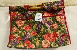 Allary Craft &amp; Sew Carryall Flower Print With Wood Handle Storage, - £14.07 GBP