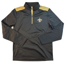 NFL Team Apparel New Orleans Saints Mens 1/4 Zip Black/Gold Pullover Shirt, Sz M - £17.57 GBP