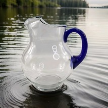 Mexican Hand-Blown Glass Pitcher w Cobalt Blue Handle - $464.20 MXN