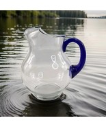 Mexican Hand-Blown Glass Pitcher w Cobalt Blue Handle - $464.20 MXN