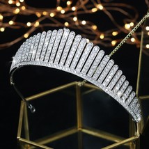 New Arrivals Royal Tiaras for Brides Hair Jewelry Shiny Zircon Bridal Crowns Wed - £92.74 GBP