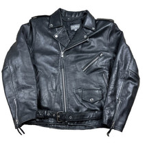 Vtg Wilsons Jacket Mens XL Black Leather Moto Motorcycle Quilt Lined Biker - $123.74