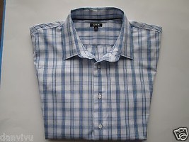 APT.9 Modern Fit Pointed Plaid Long SL Men Casual Shirt Blue XL (17.5|35-36) $44 - £18.68 GBP