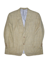 Vintage Silk Blazer Mens 48 Gold Trumpeter 4Plaid Linen Wool Bespoke Jacket - £29.07 GBP