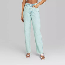 Women&#39;s High-Rise Straight Jeans - Wild Fable™ Light Teal Blue SIZE XXS - $15.73