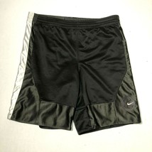 Nike Gym Shorts Mens XL Black Lightweight Logo Swoosh Workout Silver Dra... - $12.19