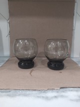 Vintage Smoke Grey Bubble Footed Highball Glass Set, 16 oz. Liquor Glass... - $17.82