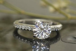 14k White Gold Over 1.50 CT.T.W. Round Cut Diamond Solitaire Engagement ... - $1,252.47 MXN