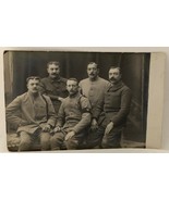 5 mustaches military men antique real people sepia photograph postcard e... - $40.62 CAD