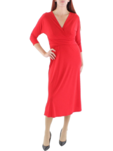 New Lauren Ralph Lauren Red Jersey Fit And Flate Midi Dress Size 14 $145 - £59.01 GBP