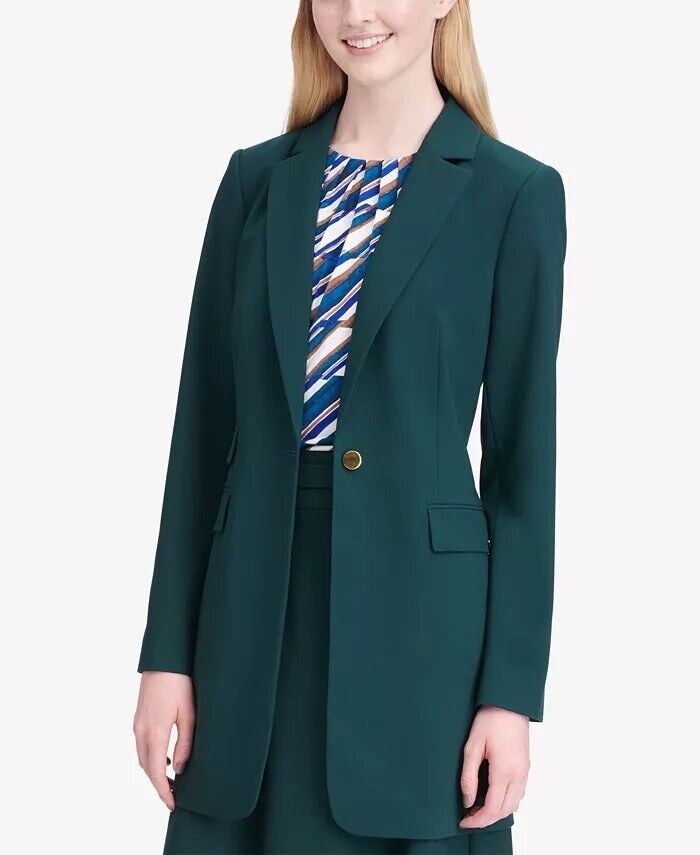 Primary image for NEW CALVIN KLEIN GREEN LONG  JACKET BLAZER SIZE 12  $129