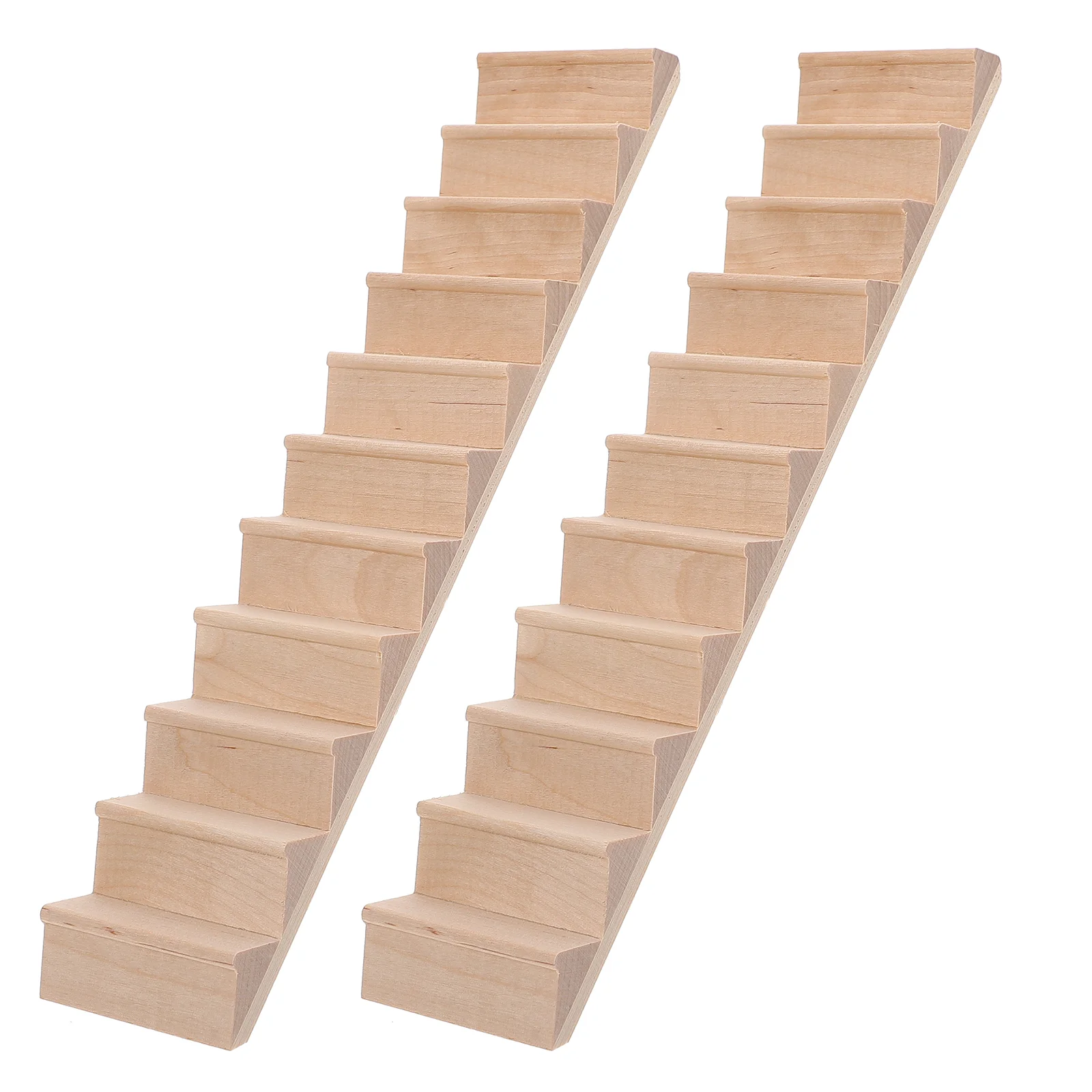 2 Pcs No Handrail Stairs Mini Furniture Models Playhouse Accessory Staircase - £15.54 GBP