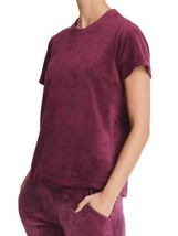 DKNY Womens Activewear Sport Velour Logo Print T-Shirt  X-Large  Sangria - $30.60