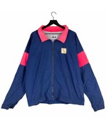 Vintage Fila Jacket Neon Pink Blue Made in USA Large Full Zip Windbreaker 90s - $34.65