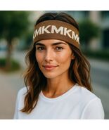 Michael Kors Women&#39;s Linear MK Logo Reversible Headband Dark Camel Cream... - $405.65 MXN