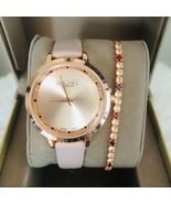 RACHEL Rachel Roy Pave Crystal Watch &amp; Bracelet Set, Red/Rose Gold, NWT - $1,013.56 MXN