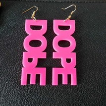 Duftgold Club Fluorescent Hot Pink Dangle Earrings for Women Exaggerated Super L - £6.35 GBP