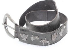 Vintage Patricia Green Details Size M Black Belt/Buckle W/Southwestern C... - $46.74