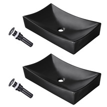 26&quot; Rectangle Bathroom Vessel Sink Ceramic Vanity Basin Drain 2 Pack - £351.57 GBP