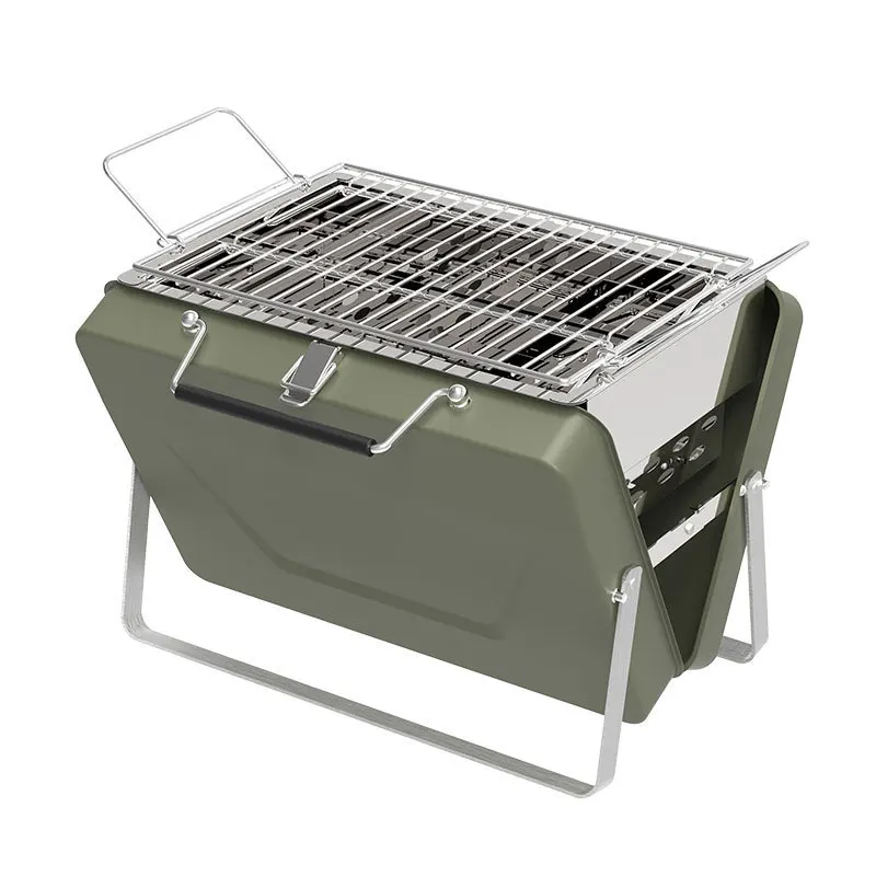 Portable BBQ Stove Grill Folding Charcoal Grill Outdoor Stainless Steel BBQ - £44.85 GBP