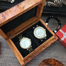 Small Black Velvet lined Thuya wooden storage Watch Box, birthday gift watch Box - £77.57 GBP
