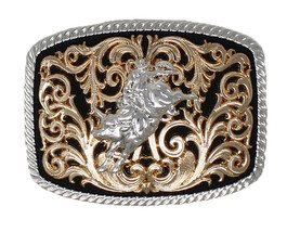 Challenger 2&quot; Western Two-Tone Bull Rider Floral Engraved Belt Buckle 2811 - $362.01 MXN