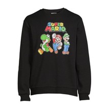 Nintendo Super Mario Men&#39;s Graphic Crewneck Sweatshirt Black Size M(38-40) - $24.74