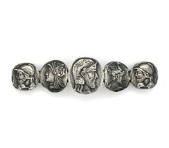Frank Whiting Figural Sterling Silver Five Medallion Scarf Pin 2 7/8&quot; (#... - $315.81