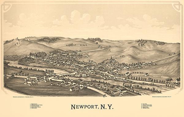 Newport, New York - 1890 -  Aerial Birds Eye View Map Poster - $9.99 - $32.99