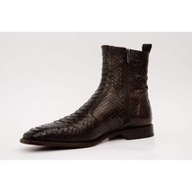 The Boss Brown Snake Zip-Up Leather Men Boot Limited Edition image 7