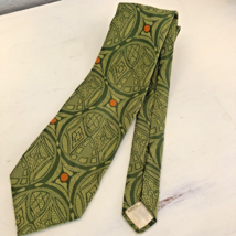 Vintage 1970s Green Orange Retro Polyester Puccini Wide Tie Designer 55&quot; Short - £10.34 GBP
