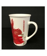 Starbucks Coffee Mug 12 oz Holiday Tall Red White And Gold 2014 Festive ... - $238.34 MXN
