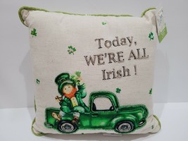 St Patrick&#39;s Day BEADED Leprechaun Green Truck Throw Pillow 12&quot;x12&quot; - $29.99