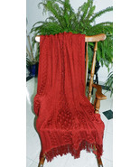 Hand Knit CARON® Simply Soft™ 'Autumn Red' Afghan - $100.00