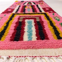 Pink Rug Moroccan Runner Berber Colorful Kitchen Mat Handmade Wool Hallway Rug - $236.61