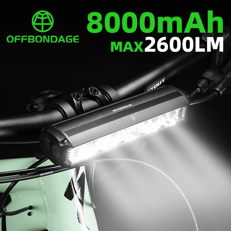 OFFBONDAGE Bicycle Light 2600Lumen Bike Front Light 8000mAh Waterproof - £24.60 GBP+