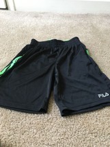Fila Boys Athletic Gym Basketball Shorts Size 8 Black Green White - £24.45 GBP