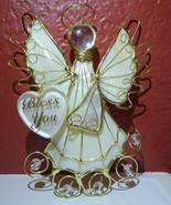 Angel Gold Metal and Shell with Glass Christmas Holiday Ornament Vintage... - £17.37 GBP
