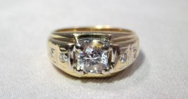 Vintage 18K Mens Gemstone Statement Ring Size 8 3/4 K1560 - $653.40