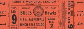 1968 Chicago Bulls vs. St. Louis Hawks unused original basketball ticket - £78.56 GBP