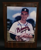 Warren Spahn Signed Autographed Glossy 8x10 Photo in Heavy Wood Plaque - £62.92 GBP