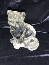 Fenton Art Glass Crystal Clear Sitting Cat Figurine  - £27.46 GBP