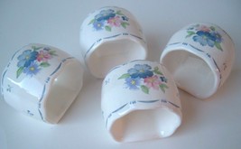 Vtg Napkin Rings lot Japan White Blue Floral shabby cottagecore wedding ... - £13.94 GBP