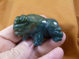(Y-BUF-732) green fancy Jasper BUFFALO ranch bison gemstone figurine statue - £18.36 GBP