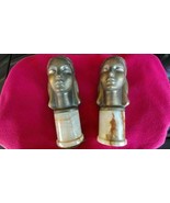 2 ANTIQUE ART DECO STYLE LADY HEAD BUST STATUE METAL MARBLE BOOKENDS - €175,64 EUR