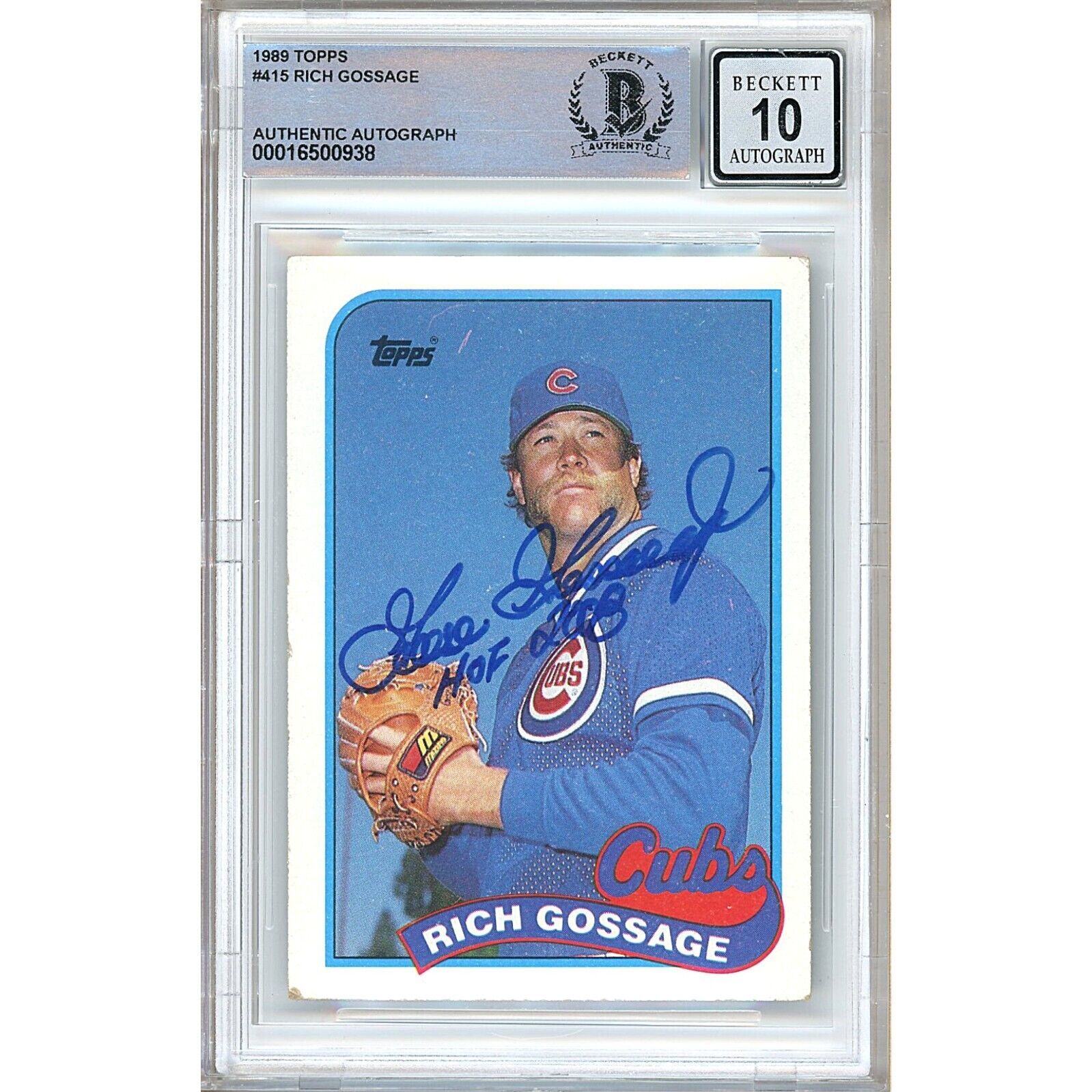 Rich Goose Gossage Chicago Cubs Autograph 1989 Topps Baseball BGS Auto 10 Slab - $129.99