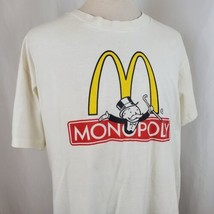 Vintage McDonald&#39;s Monopoly Game Promo T-Shirt XL White Single Stitch 80s 90s - £22.91 GBP