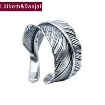 Men&#39;s Ring 100% Real 925 sterling silver Feather Brand Couple Ring Female Jewelr - £20.71 GBP