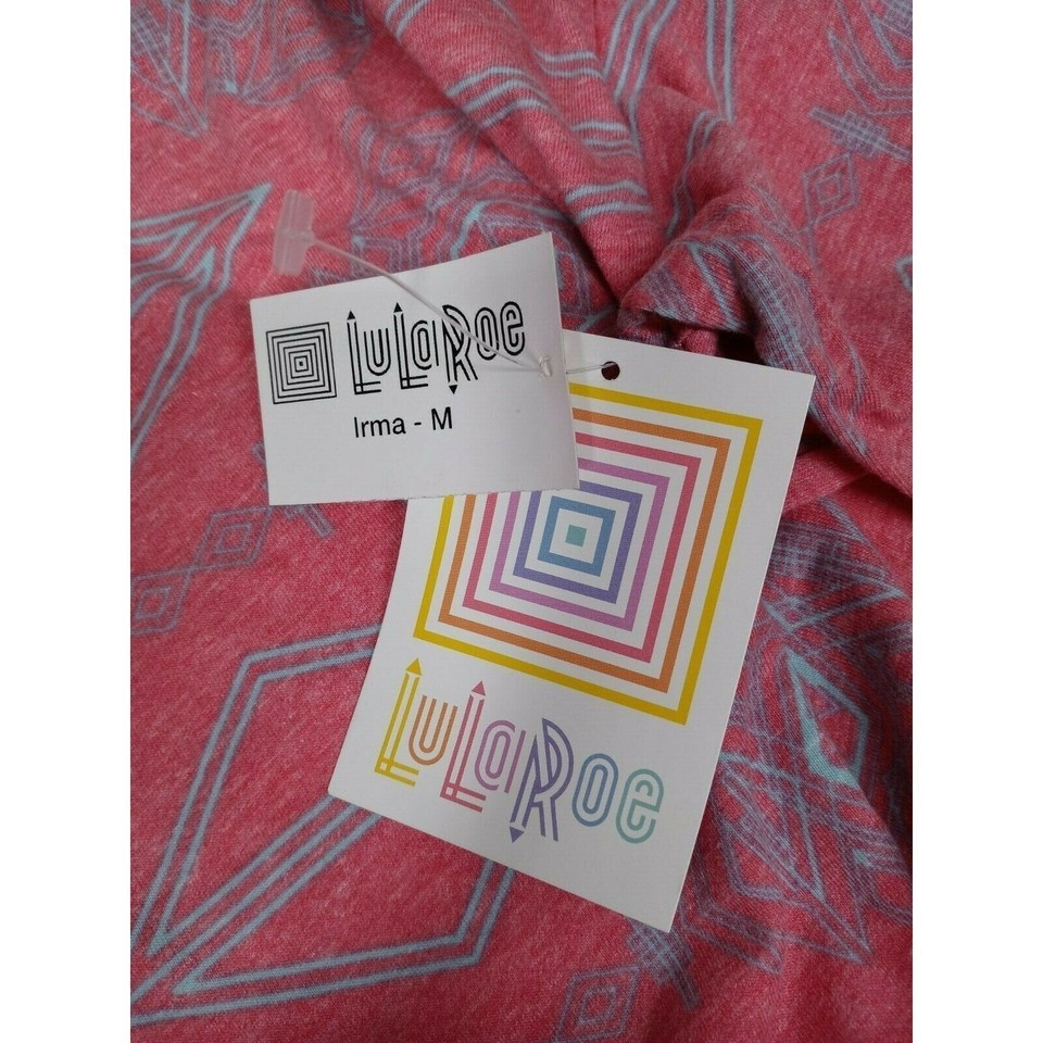 NWT Lularoe Irma Tunic Pink With Light Blue Aztec Designs Size Medium Item image 5